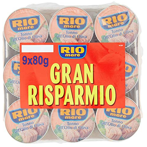 Rio Mare Tonno All'Olio Di Oliva, Qualità Pinne Gialle, 80 g, Confezione da 9