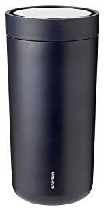 Stelton To-Go Click - Thermobecher, doppelwandige Isolierflasche - Rostfreier, auslaufsicherer Kaffeebecher/Teebecher mit Smart-Click-Deckel - Heiße & kalte Getränke - 0,4 Liter, Marine-Metallic