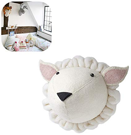 hongyupu Kinderzimmer Deko Wanddeko Stereo Style Dekoration Tierkopf-Verzierung Wandbehang Dekoration für Kinderzimmer Tierkopf Wanddekoration Sheep