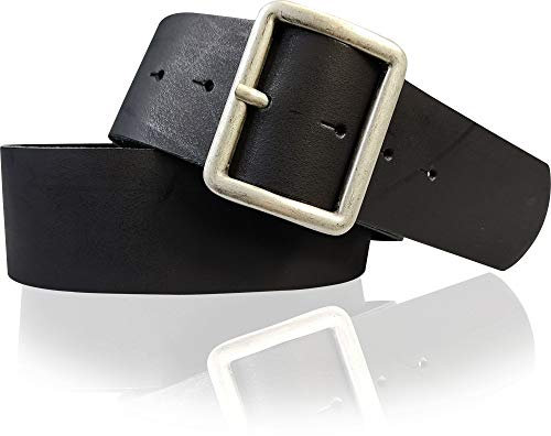 FRONHOFER Damen Ledergürtel Rindleder 4,7 cm breit mit rechteckiger Schnalle altsilber 6 x 5 cm, umweltschonend gegerbt, plastikfrei, Druckknöpfe zum Schnallenwechsel, Made in Germany