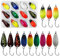 Trout Fishing Spoons Lure Kits-12pcs/set Fishing Spinners Kit Hard Metal Baits Single Hook with Plastic Box for Trout, Char Pike and Perch Fishing Accessories (SET A)