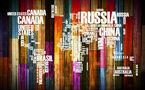 Papier Peint Panoramique Alphabet Anglais Avec Effet De Planche De Bois De Couleur Papier Peint Intissé 3D Tapisserie Poster Murale Décoration Chambre Salon -LIWALLPAPER- 350x256cm