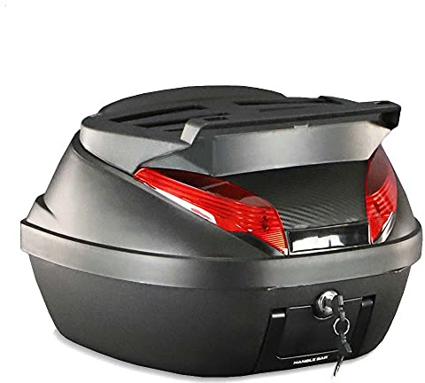 Bagtecs Topcase für Suzuki Burgman 650/400/250 - 42 Liter, Motorradkoffer, Universalmontage, Wasserdicht, Schloss, Reflektor