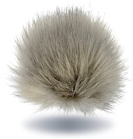 Wohnkult 15-17 cm Kunstfell Bommel mit Druckknopf Pelzbommel Pompon für Mützen Anhänger | 16 Farben (Grau)