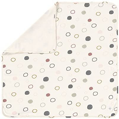 LÄSSIG Baby Schmusedecke Kuscheldecke GOTS zertifiziert weich/Interlock Baby Blanket 80 x 80 cm Circles offwhite