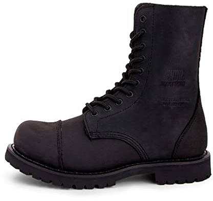 Sendra Boots - 6478 Botin da uomo con Pavimento in gomma e punta rotonda - Stivali militari in colore nero di pelle ingrassata - Stivali eleganti -, Nero , 45 EU