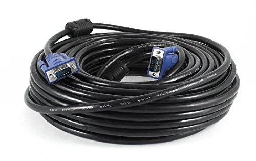 Ruilogod 25m 82ft VGA SVGA HD 15 Pin M/M Adaptador cable cable negro para monitor