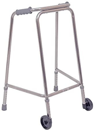 Ultra Narrow Walking Frame with Wheels - Slim Design - 520mm Width - Small - Lightweight Aluminium - Non-Slip Rubber Ferrules - Ergonomic Hand Grips - Rehabilitation Walking Aid