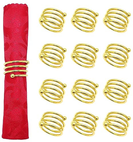 Davifina Spring Napkin Rings Set of 12,Metal Spiral Napkin Rings Round Serviette Holder Buckles Napkin Rings for Wedding Decor,Bankett,Christmas Dinner Party,Thanksgiving and Various Party Decorations