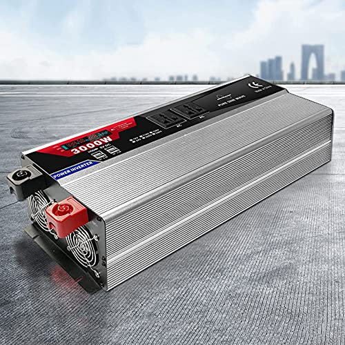 SMJY Inversor de energía de Onda sinusoidal Pura DC 12V/24V a 110V/220V Adaptador convertidor con 6 Puertos USB 2 Salidas de CA Control Remoto para Emergencia de camión, 24Vto110V-2000W (12vt