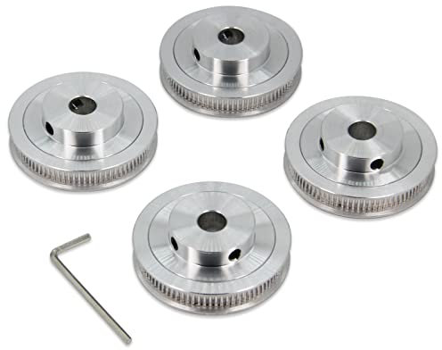 Yeebyee 4 Stück 2GT Riemenscheibe 80 Zähne 10mm Bohrung 80T Zahnriemenscheibe Synchronrad Aluminium für Breite 6mm Riemen 3D-Drucker Teile