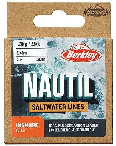 Berkley Nautil Inshore Fluorocarbon Fishing Line, Clear, 0.30 mm | 14.1 lb|6.4 kg | 50 m