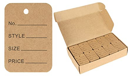 Naisfei 1000 Stück Preisschilder Etiketten Anhänger Preis, Kleinen Preisetiketten Hängeetiketten 32mm*50mm Preisschilder Geschenk Anhänger (Rinderhaut)