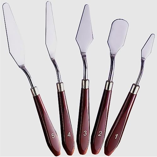 5 pezzi spatole per pittura a olio set di coltelli per pittura, set di spatole per pittori a spatola