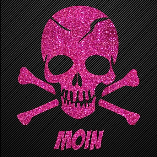 Glitzerdeals Bügelbild Glitzer Totenkopf Moin Aufbügler Skull pink | Bügel Applikation Schädel & Knochen, Bügelbilder Karneval, Fasching & Kostüm, Shirt, DIY Geschenk, großer Totenkopf