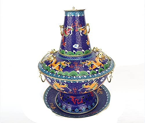 Olla caliente de cobre rojo, olla caliente tradicional de carbón antiguo, olla de cobre para uso doméstico en restaurantes, shabu-shabu-shabu-grande