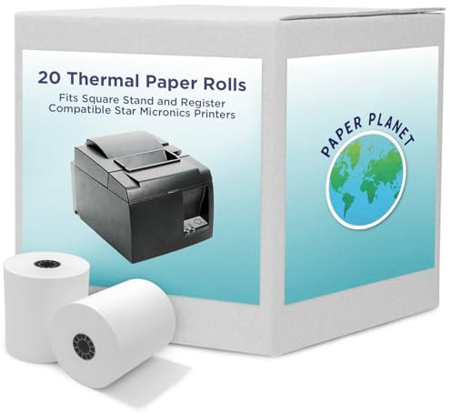 Paper Planet Thermopapier für quadratischen POS-Ständer und Register (Star Micronics TSP143IIIU Drucker) von Paper Planet, Kreditkartenautomaten, Quittungspapier für quadratischen Ständer und