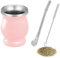 thirei Set Mate, Con Pajita y Brocha, Taza de Mate para Cocinas, Restaurantes, Cafeterías, Rosa, 230ml