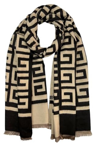 OgLuxe Plaid Schals für Frauen - Kaschmir-Mischung Weich Winter Damen Große Schals Schal Oversized Tartan Kariert Quaste Schal Zweifarbig Reversierbar Labyrinth Gedruckt Für Abendgeschenke, Labyrinth