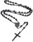 Supcare Jesus Gebetskette Schwarz Frauen Rosenkranz Katholische Halskette Kugelkette Cross Necklace Edelstahl Christlich Kette Rosary Religiöse Kruzifix Anhänger Kreuzkette Modeschmuck für Oma