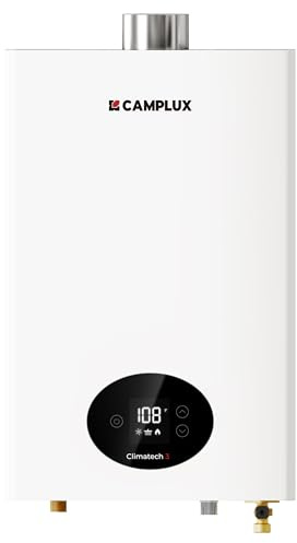 CAMPLUX Climatech 3 Tankless Water Heater Gas 4.22 GPM, 102,000 BTU Propane Tankless Water Heaters, High Efficiency Instant Hot Water with Multi-Points Use for Whole House, Indoor, CX422, White