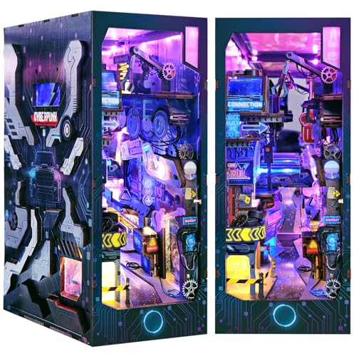 Quanquer DIY Book Nook Kit-Maison de poupée Miniature en Bois avec Meubles et lumière LED, Puzzle en Bois Cyberpunk 3D,pour Les Personnes de Plus de 14 Ans Cadeau créatif,avec Cache-poussière