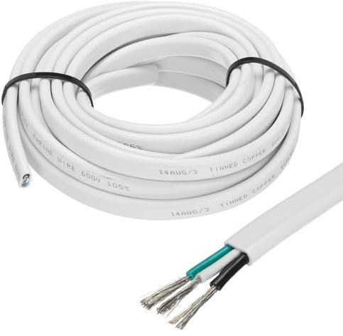 sourcing map Câble Marin Isolé en Cuivre Étamé de 14AWG à 3 Conducteurs de 20 Pieds avec Gaine en PVC pour Haut-Parleurs de Bateau Automobile Marin