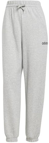 adidas Donna Essentials Linear French Terry Cuffed Pants, Medium Grey Heather/Black, M
