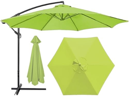 HonunGron Auvent De Remplacement pour Parasol 2m/2,7m/3m, 6 Baleines/8 Baleines Toile De Parasol Déporté Remplacement Pour Cour,Jardin,Plage,Polyester Anti UV 50+ (2.7M 6-Ribs,Vert clair)