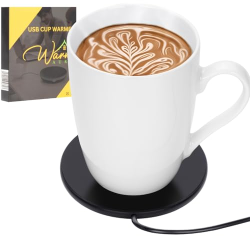 USB Mug Warmer - Electric Heat Plate for Coffee Cups, Tea, and Smart Mugs - Heated Mug Warmer for Desk with USB Heating Technology - Coffee Cup Warmer and Drink Warmer Coaster