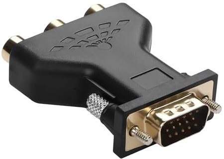 YAODHAOD VGA to RCA Adapter, VGA to 3RCA Red Blue Green Audio Video Converter for TV, LCD Projector, Set-top Box, DVD Player