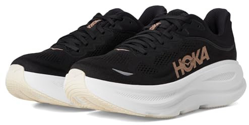 HOKA ONE ONE Women's Bondi 9 Sneaker, 5 UK Black/Rose Gold