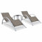 LAPOOH Sonnenliegen 2 STK. mit Tisch Aluminium Taupe, Gartenliege, Liegestuhl, Sonnenstuhl, Sonneninsel Outdoor, Liegen, Gartenmöbel, Bäderliege, Relaxliege - 310538
