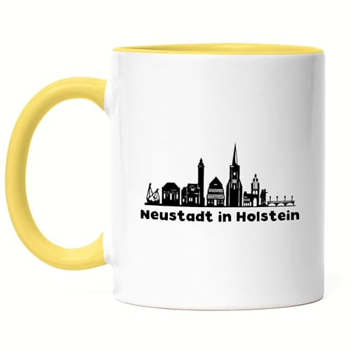 Hey!Print Neustadt in Holstein Lübecker Bucht Silhouette Tasse Gelb - Sommer am Meer