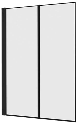 IDMarket - Pare Baignoire 2 Volets 100x140 cm avec Contour + profilé en Aluminium Noir