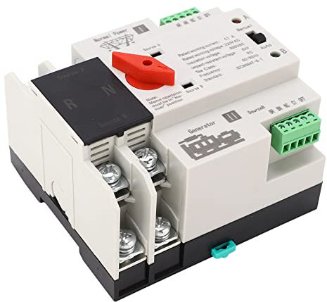 FTVOGUE Interruptor de Transferencia Automática de Doble Potencia de 110V, Interruptor de de Generador 2P de 100 Amperios, Interruptor ATS de Control WiFi (63A)