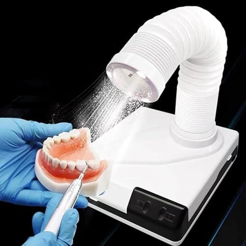 PODEC Desktop Polishing Dust Collector, Dental Model Dust Suction Extractor with Retractable Suction Tube and LED Lamp, Strong Suction & Two Ways Of Use for Nail Salon, Dental Lab and Daily Life