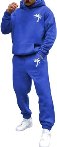 Herren Trainingsanzug Set Plus Size 2 Stück Kapuzenpullover Sweatsuits Jogginghose Set Jogginganzug Herren Sportanzüge Einfarbig Pullover Hoodie Mit Tasche + Hose Trainingsanzüge Herbst Winter