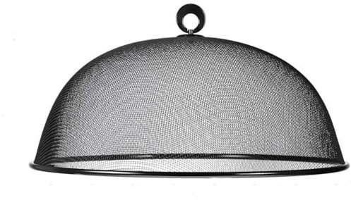 Round Metal Mesh Food Cover Plate Covers Reusable Food Protector Net Dome Food Cover Mesh Food Tents Picnic Food Umbrella Net Cake Covers for Kitchen Food Vegetable (Black, 35cm)