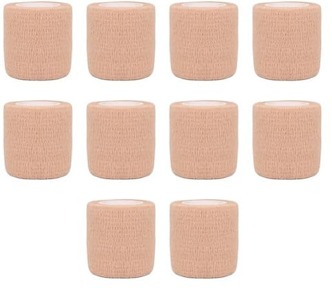 MOLERRI 10 Stück Beige Sport Selbstklebende Elastische Bandage 4,5 M Elastisches Band für Kniestützpolster, Finger, Einfache Installation