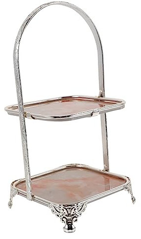 Garneck mesa de postres bandeja de frutas escalonada soporte para pasteles de 2 niveles mesa bar mesa de bar bandejas para servir comida plato de exhibición de frutas merienda de hierro