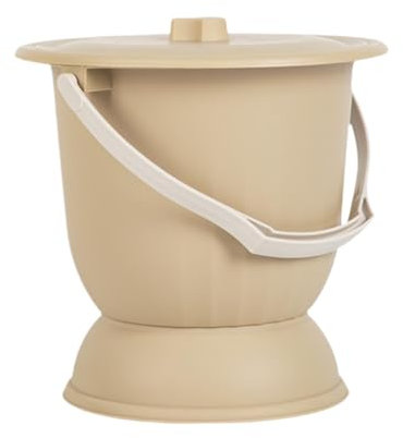 perfk Seau de toilette, pot, seau de toilette de nuit épais, pot de chambre, crachoir avec couvercle et poignée pour femmes et enfants, Jaune
