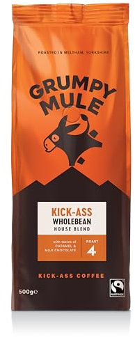 Grumpy Mule Kick-Ass House Blend Whole Coffee Beans with notes of Caramel and Milk Chocolate 500 g