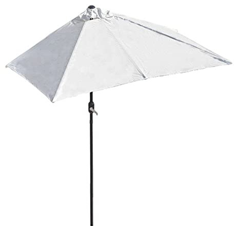 Media sombrilla resistente de 2,5 m para espacios pequeños, sombrilla rectangular para balcón con sistema de manivela, ideal para contra una ventana de porche de pared