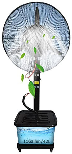 WANGXLGD Ventilador de Pedestal portátil con Niebla, Ventilador de pie de nebulización, Ventilador de refrigeración Industrial Resistente para Exteriores, Garaje, Patio, Garaje (81cm/31.9in)