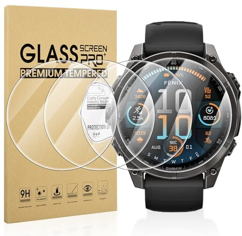 Diruite 4-Stück Schutzfolie für Garmin Fenix 8 (AMOLED) 47mm Displayschutz | 9H Härte Gehärtetes Glas Displayschutz,Hohe Klar,Hohe Empfindlichkeit,Anti-Kratzen,Keine Blasen,Anti-Öl,Vollständiger Schutz