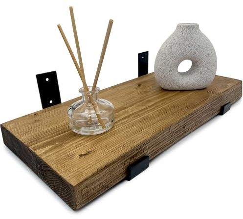 Top Notch Home & Living Scaffold Board Wall Shelf, Handcrafted Rustic Wooden Shelves, Hand Made Scaffold Board Shelves, Rustic Wooden Board Shelving, Incl 2 Up Brackets per Shelf (Dark Oak, 150cm)