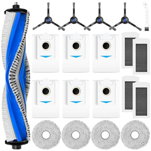 26 Stück Zubehörset für ECOVACS DEEBOT X5 Omni /X5 Pro, 6 Staubbeutel 4 Mopp Wischtücher 4 Seitenbürsten 4 Filter 1 Rollbürste 1 Reinigungsbürste, Ersatzteile Saugroboter Zubehör