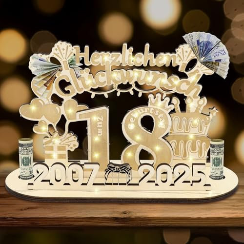 Herbst 18 Geburtstag Geldgeschenk, 2025 Holzschild 18. Geburtstag Frauen Männer, Personalisiertes Geschenke für 18 Jahre Geburtstag Deko (18)
