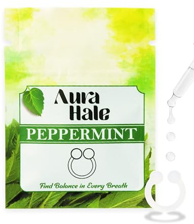 AuraHale Nasen-Diffusor-Ring – Pfefferminz-Duft für lebendigen Fokus, Stressabbau & frische Atemzüge | Tragbare Aromatherapie | Medizinisch-gradiges Silikon | Mit organischem ätherischem Öl infundiert